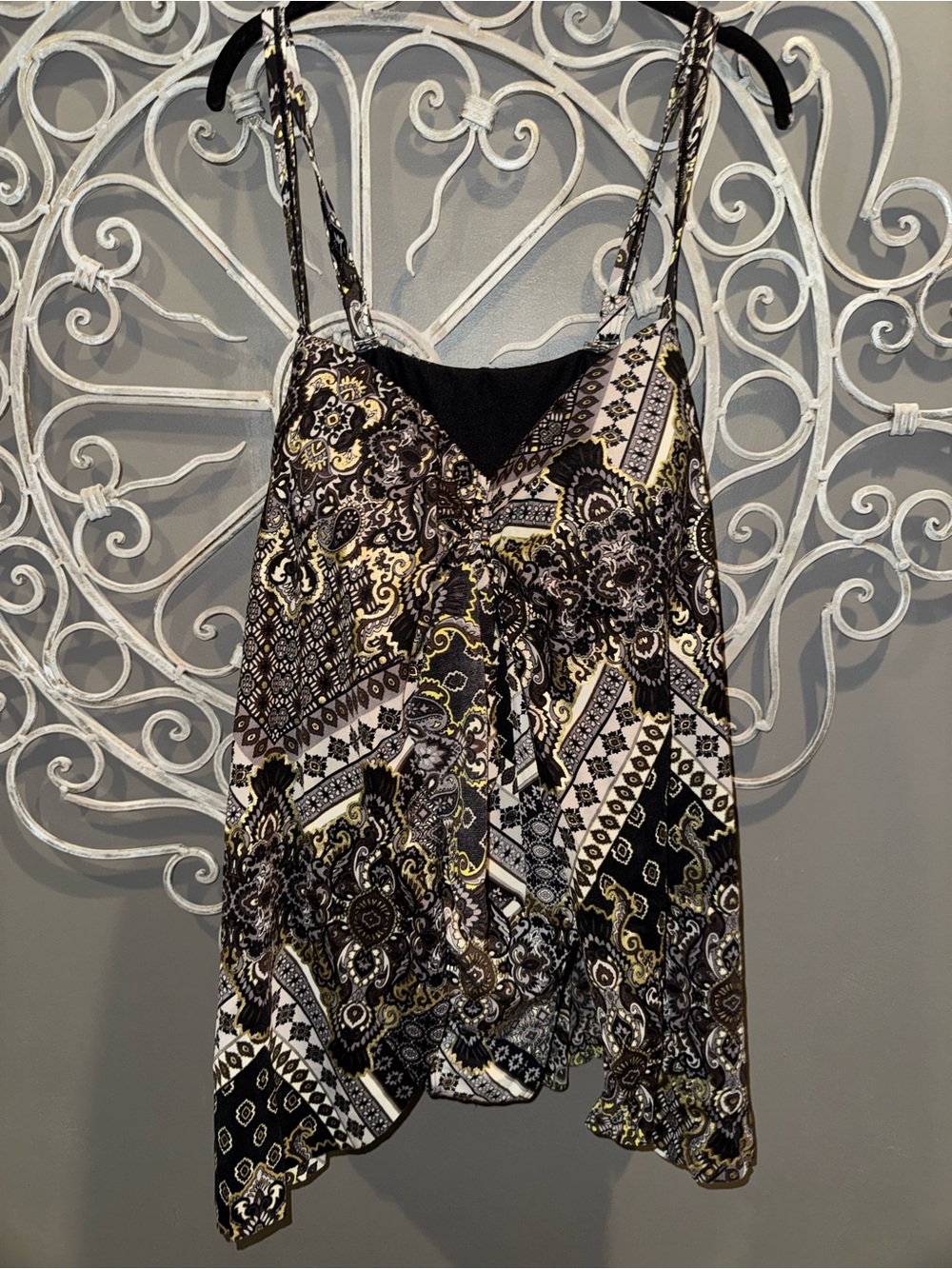 Women’s plus paisley metallic black brown gold one pc swimsuit boutique 3x